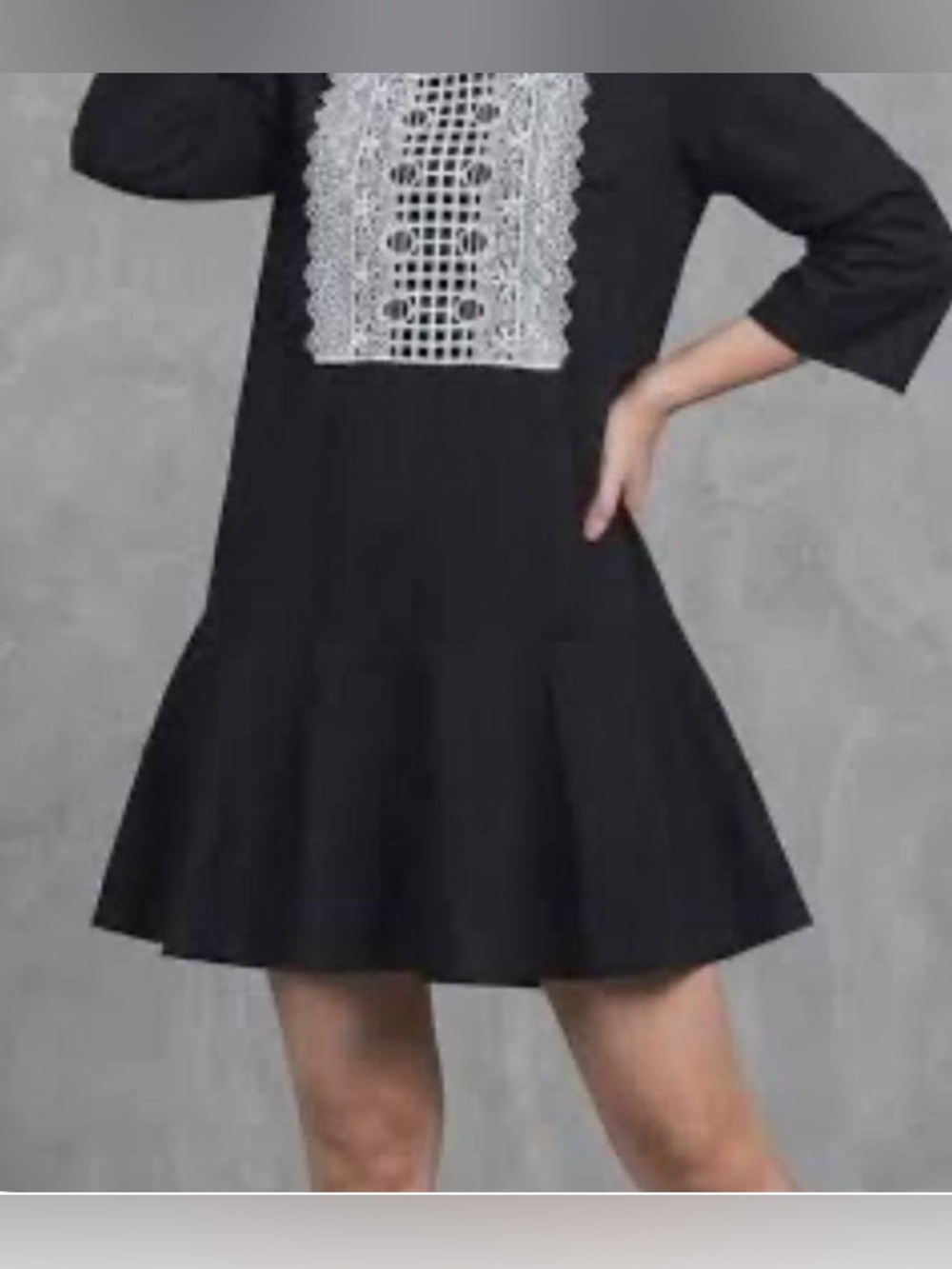 Zara Black Mini Dress with White Crochet Front